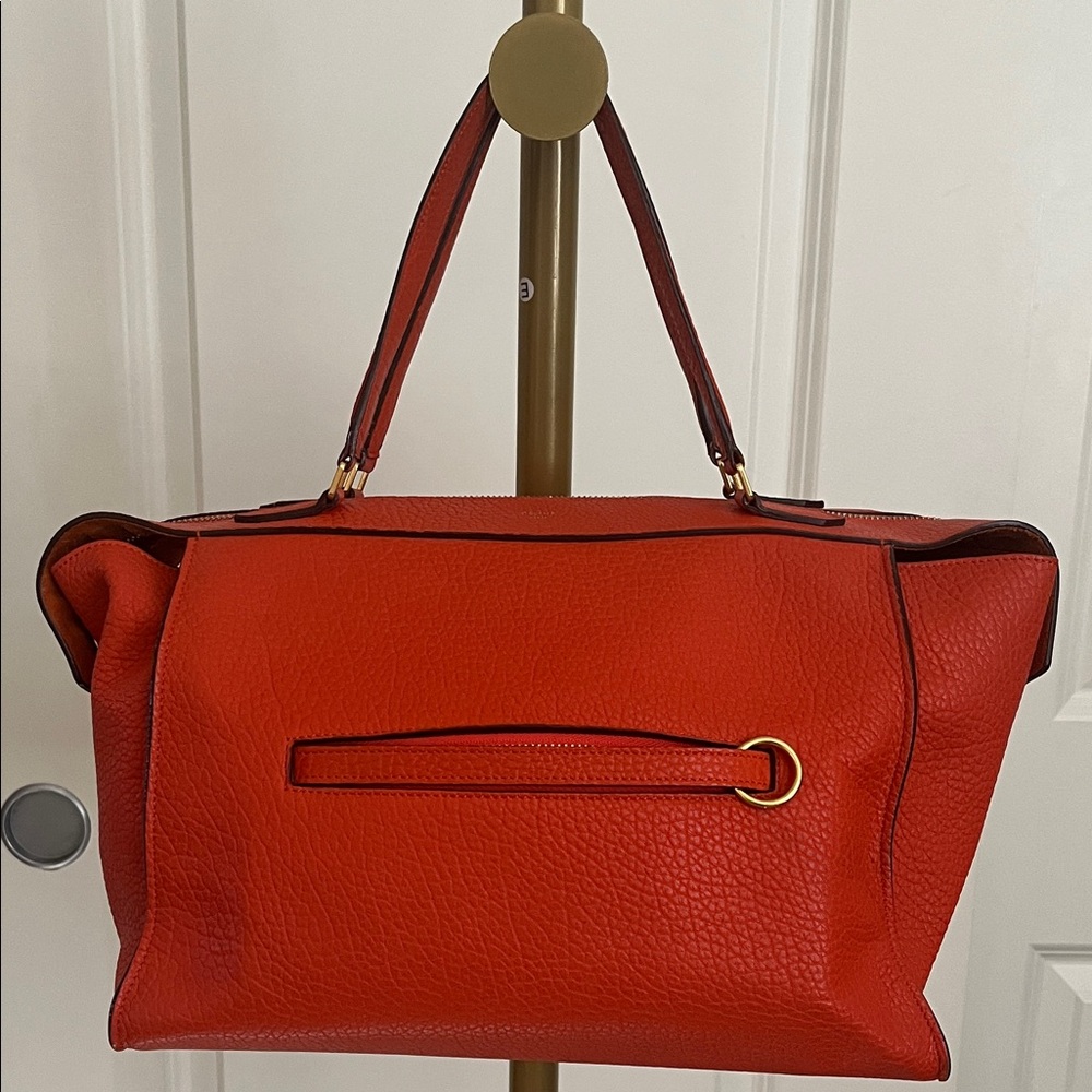 Celine Red Leather Tote Bag